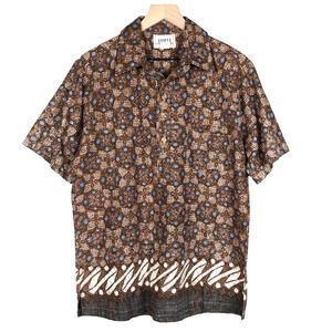 VTG HRH His Royal Highness Hawaiian Shirt Men's M‎ Brown Batik Style Button Up